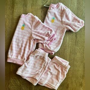 TWIN BUNDLE Set of 2 Carter's Pink Striped Terrycloth Set with Pineapple
